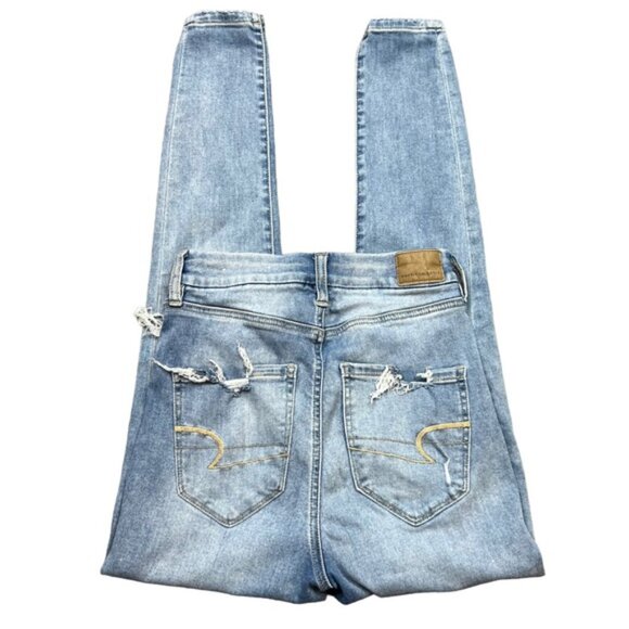 American Eagle Curvy Highest Rise Jegging Distressed Blue Light Wash Skinny Jean - Picture 4 of 8